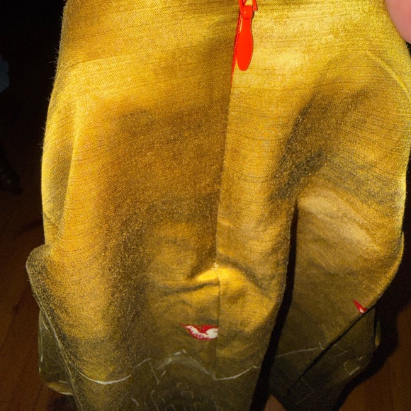 Mauve Olive Green Embroidered A-Line Midi Skirt with Red Trim - Picture 6 of 8